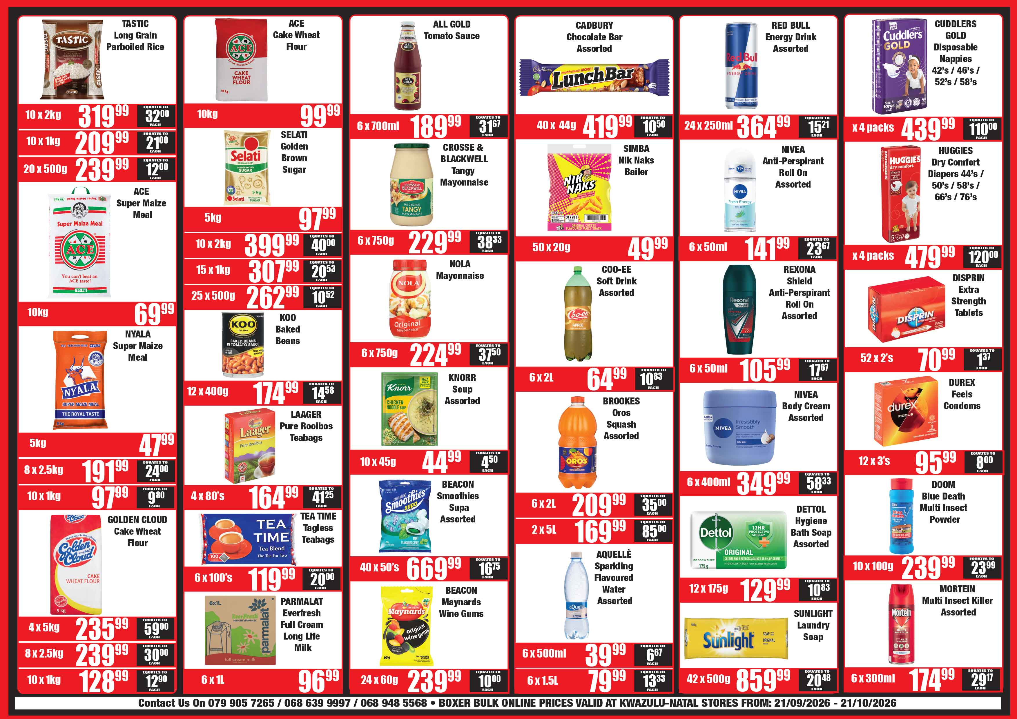 Boxer KwaZulu-Natal bulk offers leaflet, valid 21 September to 21 October 2026